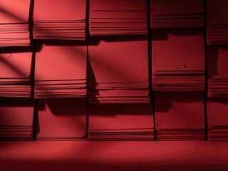 Chinese new year background stacks of red paper sheets arranged in grid | Chinese, red, new year, background, abstract.
