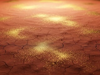 Chinese new year background Cracked earth with golden glowing dust spots | Chinese, red, new year, background, abstract.