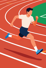 Obraz premium Athletic figure in motion on a vibrant running track, a burst of energy