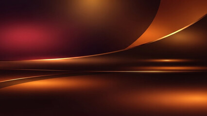 Luxurious golden and warm red hues curve gracefully on black.