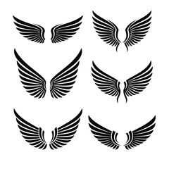 Collection of six unique wing designs in black