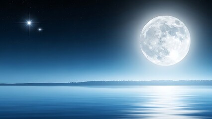 Serene night with full moon and stars