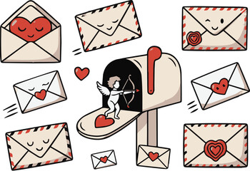 Cute Everyday Objects with Faces Vector Illustration, Hand Drawn Doodle Style