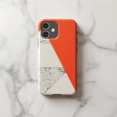 A phone case mockup with a simple geometric design