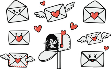 Cute Everyday Objects with Faces Vector Illustration, Hand Drawn Doodle Style