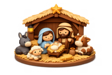 Simple nativity scene icon for christmas decoration design