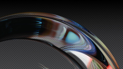 Translucent Glass Ring with Colorful Iridescent Rainbow Reflections