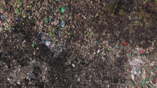 Plastic trash floating in polluted city river showing severe water pollution