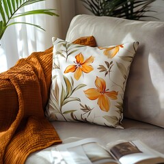 A pillow mockup with a decorative design