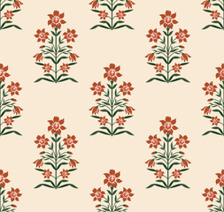 Traditional Mughal motif design illustrations seamless patterns with floral for fabric, textiles, clothing, wrapping paper.  © Absurd Canvas