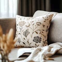 A pillow mockup with a decorative design
