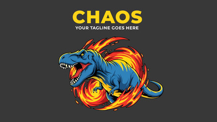 Flaming blue dragon with fiery mane in motion.