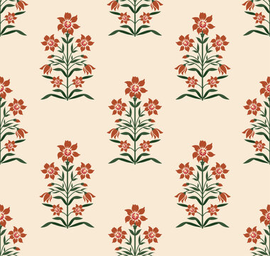 Traditional Mughal motif design illustrations seamless patterns with floral for fabric, textiles, clothing, wrapping paper.	