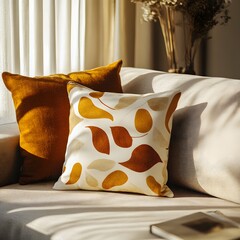 A pillow mockup with a decorative design