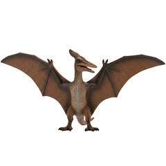 Obraz premium Brown pterodactyl toy in flight pose