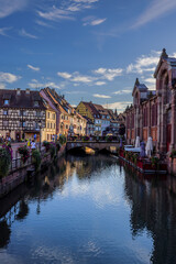 Colourful half-timbered houses at the Quai de la Poissonnerie at the river Lauch in Colmar, Alsace, France.