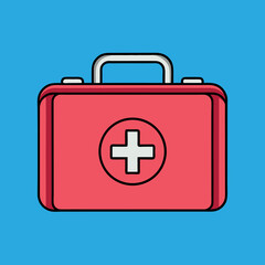 Obraz premium Red first aid kit white cross symbol medical 