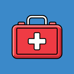 Fototapeta premium Red first aid kit white cross symbol medical 