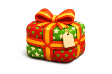 Cheerful festive gift icon design for holiday celebration and card decoration