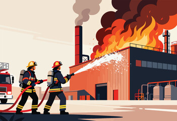 Firefighters battling blaze at industrial facility with water