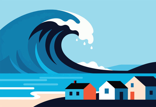 Huge wave engulfs coastal homes