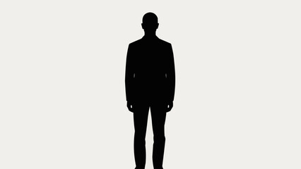 Obraz premium Silhouette of a man in a suit standing against a white background.