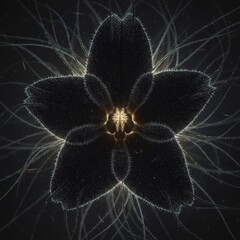 Black Flower Dark Bloom Petal Mystic Organic Radiant with Intricate Ethereal Textures