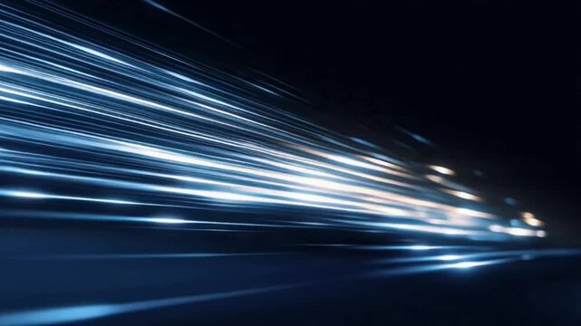 Rushing streaks illuminate the inky abyss