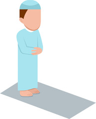 Muslim Man Praying On Prayer Mat