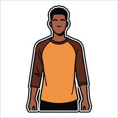 Fototapeta premium Title: A person wearing a brown and orange long-sleeved shirt with a smiling face and short hair