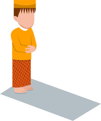 Muslim Man Praying On Prayer Mat