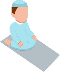 Muslim Man Praying On Prayer Mat