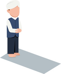 Muslim Man Praying On Prayer Mat