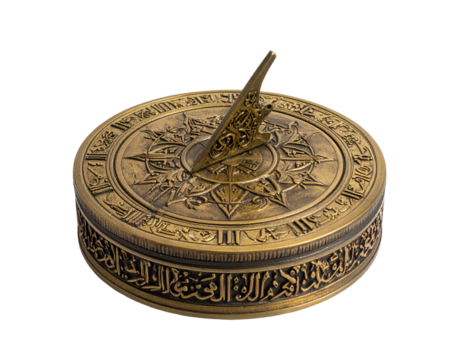 Elaborate antique sun dial instrument, detailed circular design - Powered by Adobe