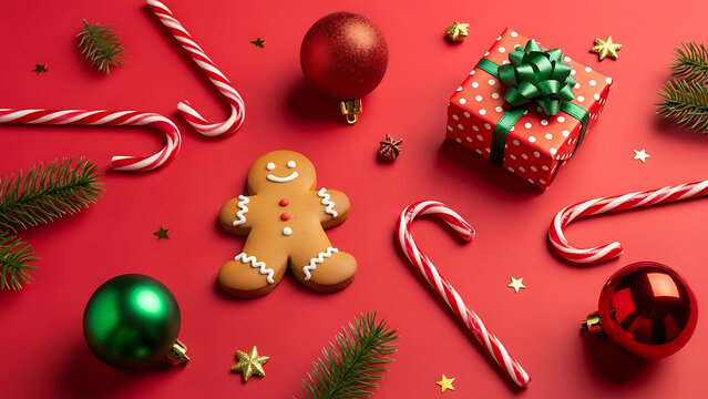 Delightful gingerbread man amidst christmas decorations