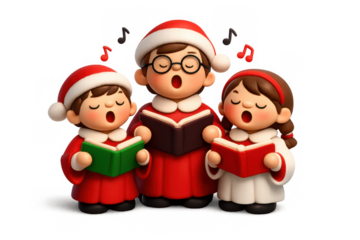 Singing christmas choir family illustration for holiday cards and decor