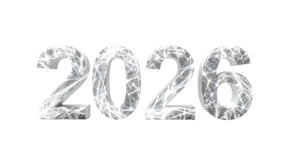 Sparkling silver 2026 text with a jagged effect on black background