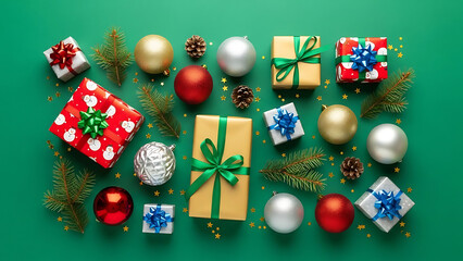 Colorful christmas gift arrangement