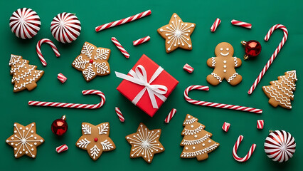 Festive gingerbread and candy display