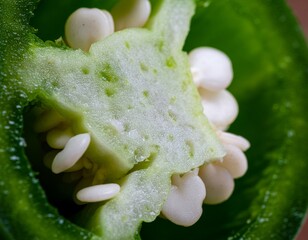 Fresh jalape&ntilde;o slice with visible texture and seeds