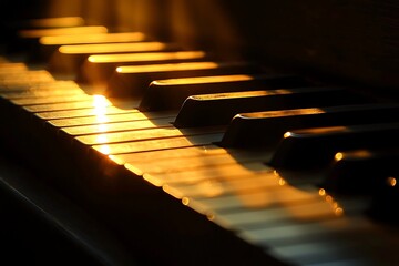 Modern piano keyboard illuminated with glow high resolution picture