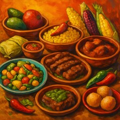 Food Traditional Healthy Rustic Cuisine Meal with Gourmet Authentic Culinary Elements