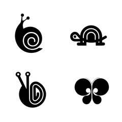 set of black and white icons snail vector © Muhsin