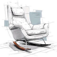 Modern rocking chair sketch design high resolution picture