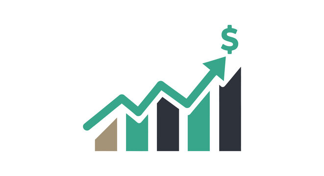 Financial growth represented by a rising graph with a dollar sign a striking silhouette