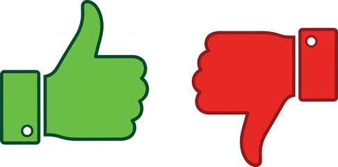 Thumbs Up and Thumbs Down Vector Icons. Like and Dislike Hand Gestures