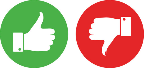 Thumbs Up and Thumbs Down Vector Icons. Like and Dislike Symbols