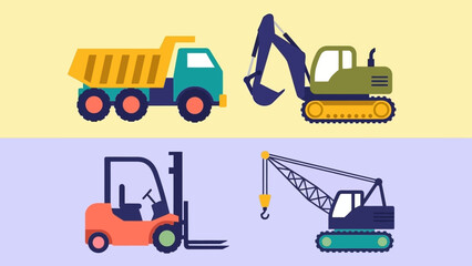 Heavy machinery and equipment for construction and industrial use.