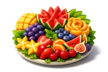 Vibrant artistic fruit platter design for summer display and decoration