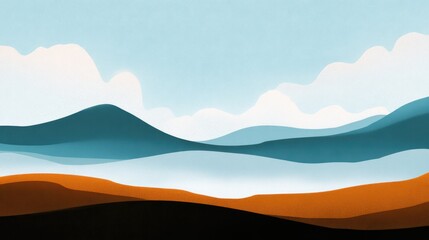 Serene Minimalist Landscape with Soft Hills and Gentle Sky, Capturing Tranquility and Peace in Nature's Beauty for Artistic Inspiration